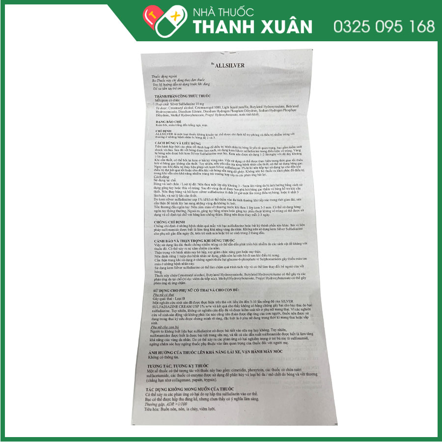 Allsilver kháng khuẩn tại chỗ